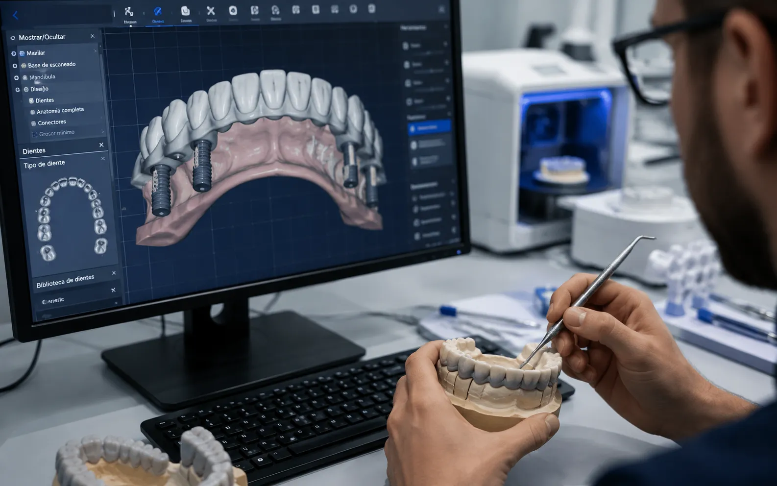 Proceso CAD de prótesis en laboratorio Neodentis